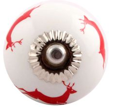 Red Running  Rein Deer Pattern Ceramic Cabinet Knob Online